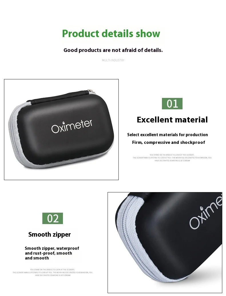 JUSTLANG Oximeter Storage Box – Tool Bag Pouch for Travel Essentials, Protective Kit with Organized Layout