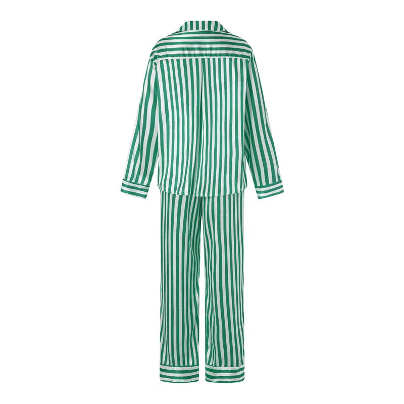 Imcute Women’s Christmas Satin Pajama Set – Long Sleeve Button-Down Top & Loose Lounge Pants Nightwear