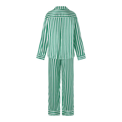 Imcute Women’s Christmas Satin Pajama Set – Long Sleeve Button-Down Top & Loose Lounge Pants Nightwear
