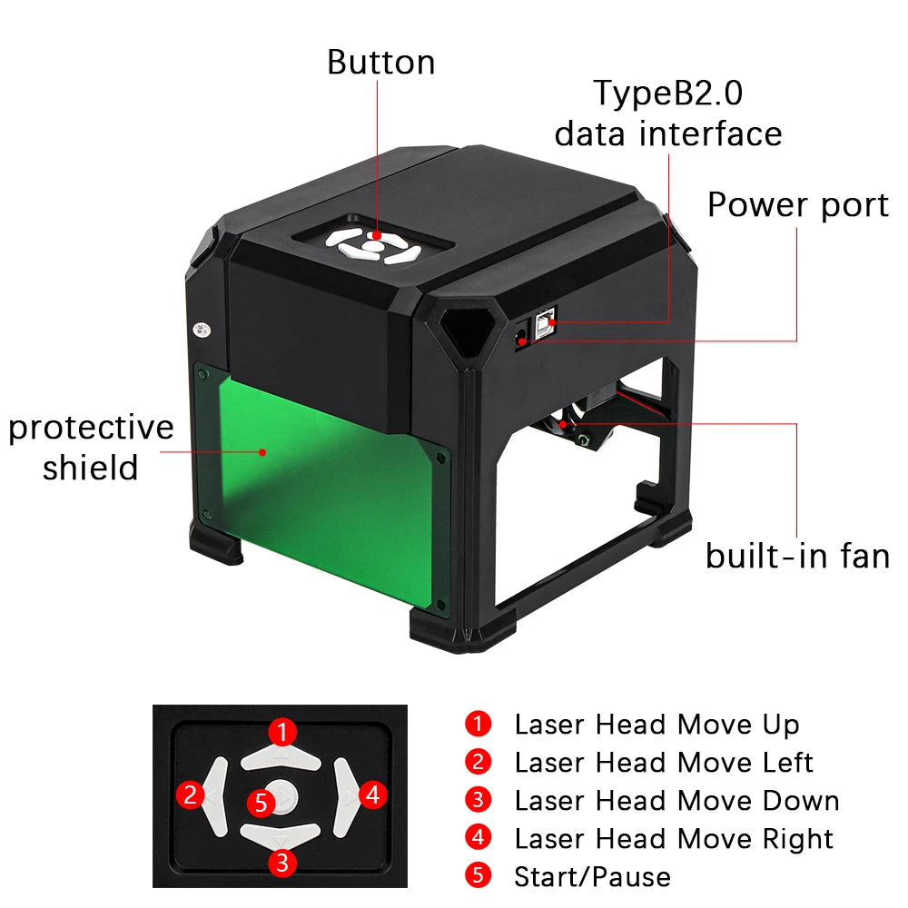 CNC K4 Mini Laser Engraver – 3000mW Bluetooth Engraving Machine for Wood, Leather, MDF & Paper