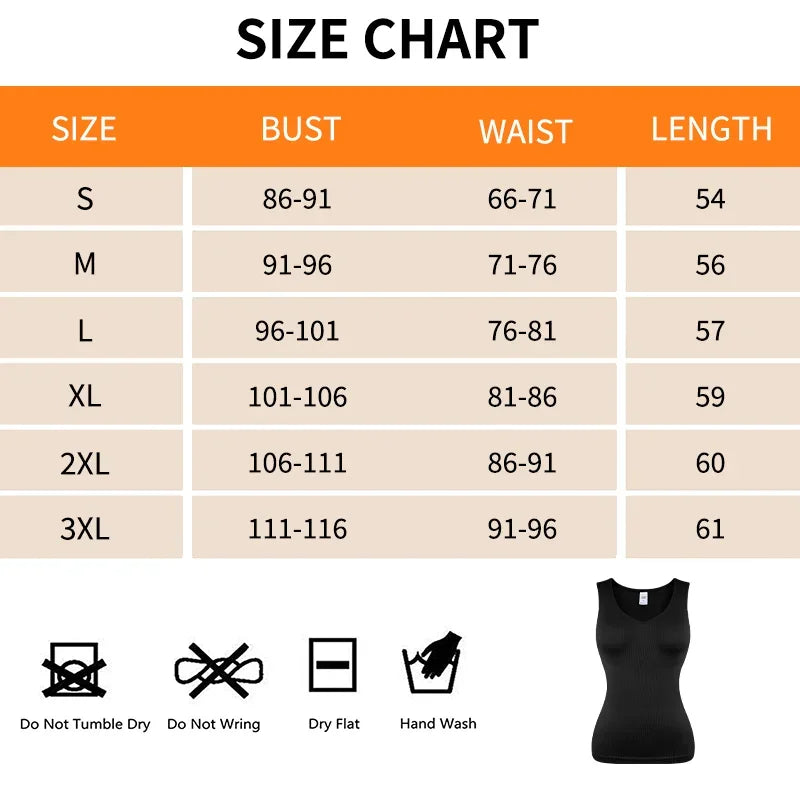 Women’s Sleeveless Shapewear Tank Top - V Neck Compression Body Shaper Shirt with Tummy Control & Wide Strap Support