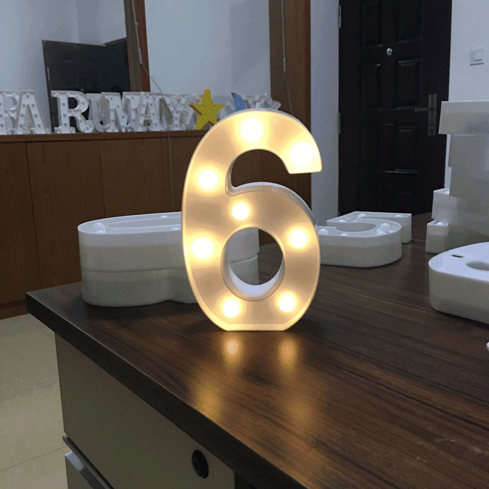 LED Number & Letter Night Light - Luminous A-Z Alphabet & 0-9 Lamp for Party and Wedding Decor