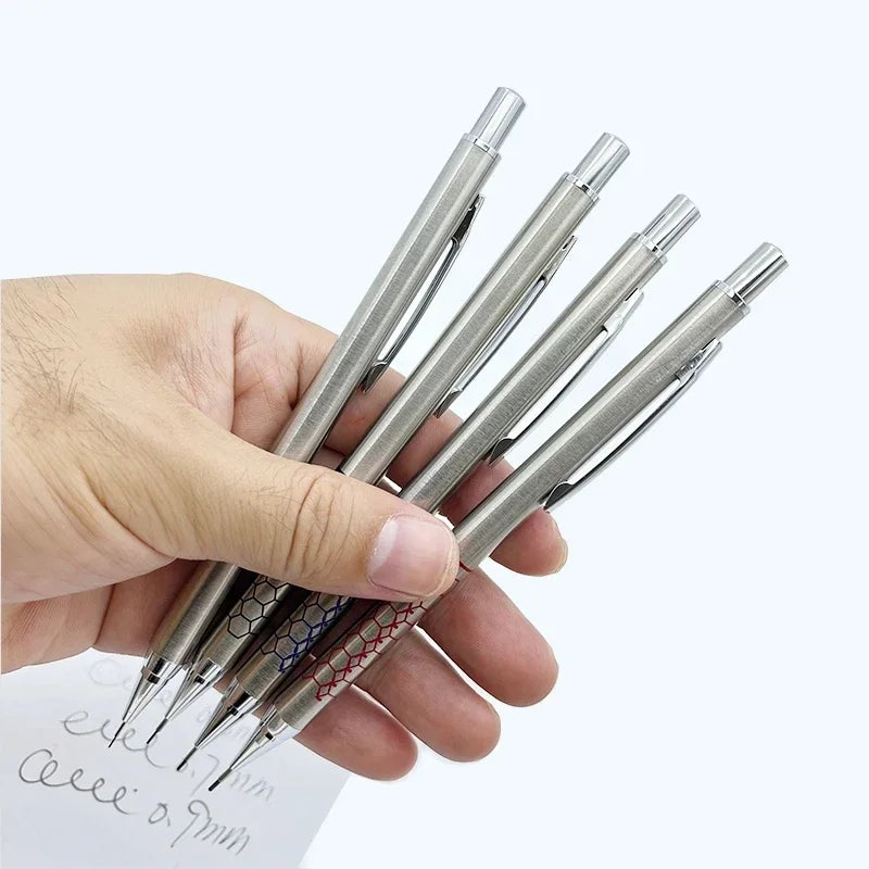 3-Pack Metal Mechanical Pencil Set 0.5mm 0.7mm 0.9mm with Eraser & HB Lead – Precision Drawing & Writing Stationery