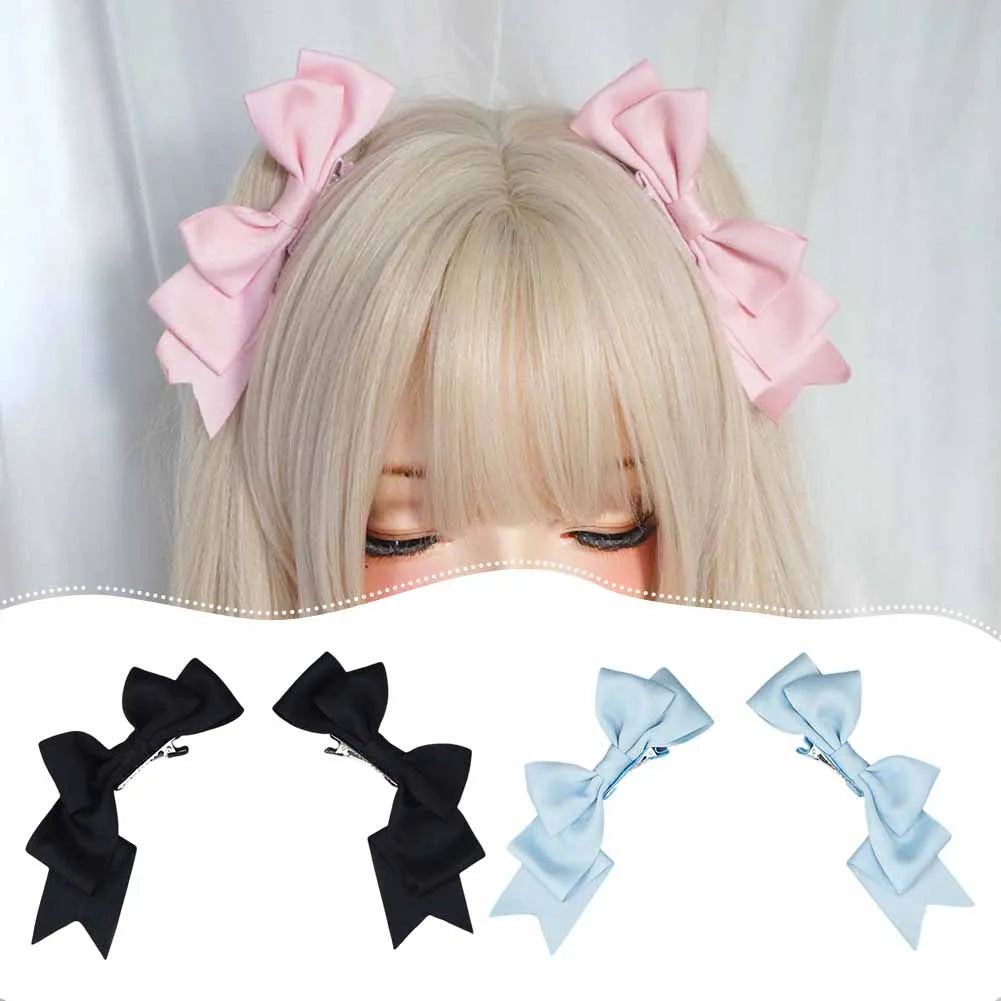 Kawaii Handmade Bow Hair Clip - Sweet Anime Lolita Cosplay JK Hair Accessory