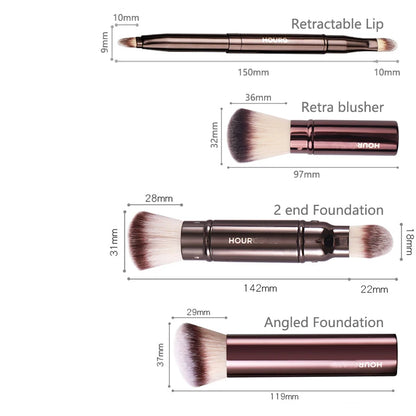 HG Pro Retractable Foundation Makeup Brush – Powder, Contour, Blusher & Highlight with Metal Handle