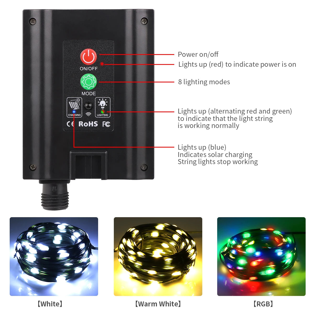 Outdoor Solar String Lights - Waterproof LED Festoon Fairy Lights for Garden, Patio & Party Decor