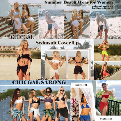 Women's Summer Sarong Cover Up - Sheer Chiffon Beach Wrap Short Skirt for Bikini & Swimwear