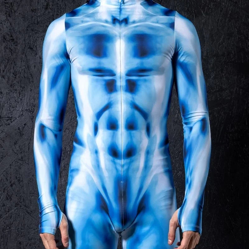 Mechanical Muscle Zentai Bodysuit — Men’s Halloween Punk Cosplay & Carnival Costume 2025
