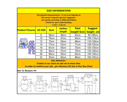 New Spring Children’s Pajama Set – Stitch & Angel Long-Sleeve Sleepwear with Pants for Boys & Girls