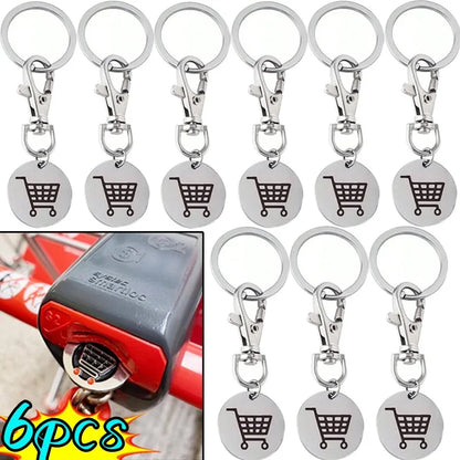Shopping Trolley Token Keychain – Mini Metal Supermarket Cart Coin Remover Key Ring Unisex Grocery Accessory Gift