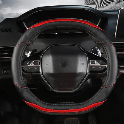 Peugeot 3008/4008/5008 Carbon Fiber & PU Leather Steering Wheel Cover — Car Interior Accessory