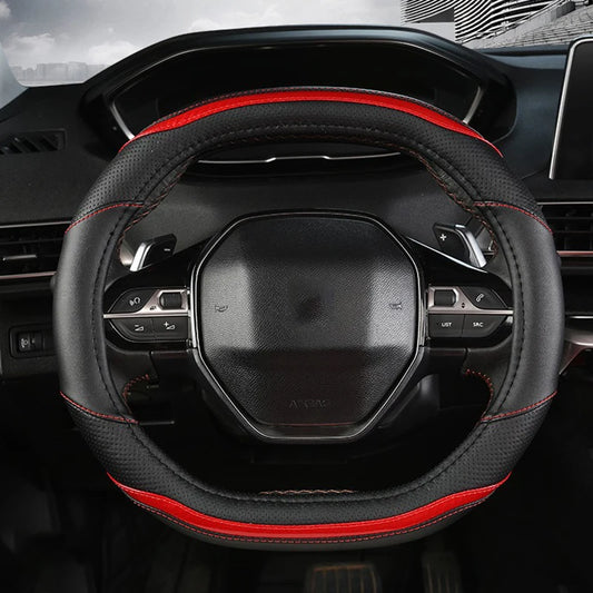 Peugeot 3008/4008/5008 Carbon Fiber & PU Leather Steering Wheel Cover — Car Interior Accessory