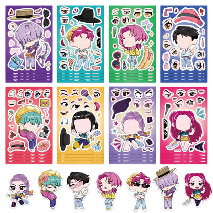 MINISO Kpop Demon Hunter Stickers — 8/32 Sheets Huntrix Scrapbook, Phone, Notebook Decoration & Party Favors Gift