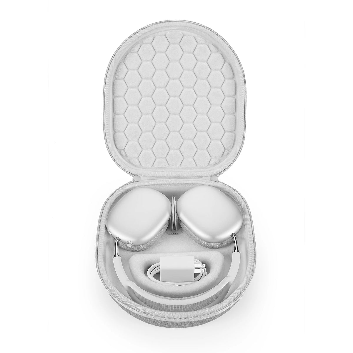 Yinke AirPods Max Travel Case - Shockproof EVA Storage Bag with Velvet Interior, Dual Zippers & Sleep Mode Support
