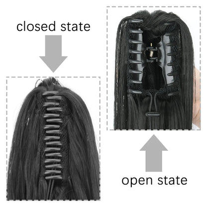 Long Straight Synthetic Claw Clip-On Ponytail Hair Extensions: 24-Inch Heat Resistant Pony Tail Hairpiece - for Daily Party Wear, Women