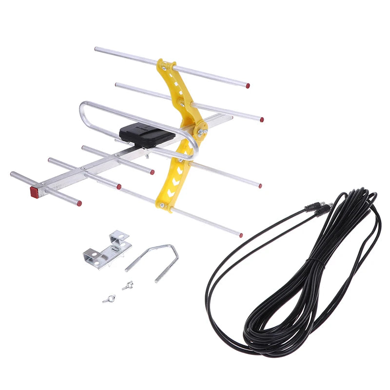 100 Mile Amplified Yagi TV Antenna - Long Range HD UHF/VHF/FM HDTV Signal Receiver
