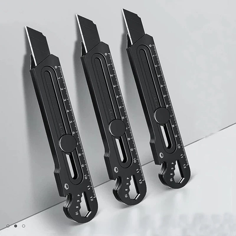 6-in-1 Multifunctional Utility Knife - Stainless Steel Stationery All-Purpose Cutter with Bottle Opener, Tin Opener, Screwdriver, and Ruler