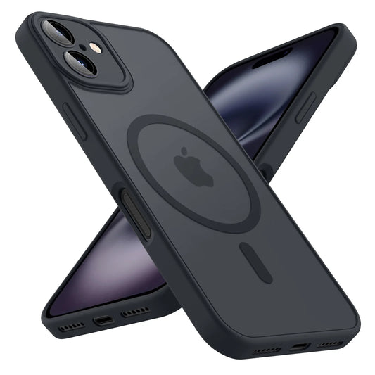 Luxury Magnetic Matte Translucent Armor Case - Shockproof MagSafe Cover for iPhone 11-16 with Wireless Charging Support