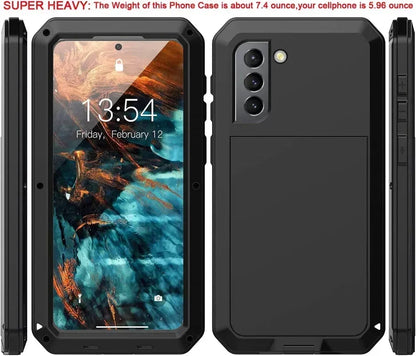 Heavy Duty Metal Doom Armor Case for Galaxy S25/S24/S23/S22/S21/S20 Ultra/S10 Plus/Note 20/10 – Shockproof Dust Protection