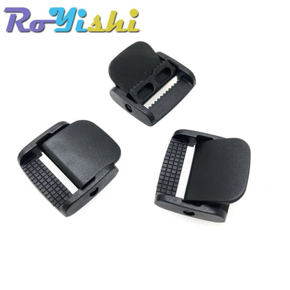 5Pcs Plastic Cam Buckle Set – Adjustable Black Toggle Clips for Backpack Straps & Webbing (5/8”–2” Sizes)
