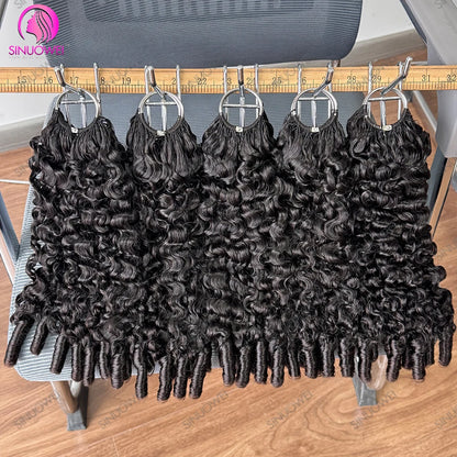 Burmese Curly Human Hair Extensions - 12A Natural Black Pre-Separated Feather Crochet Hair