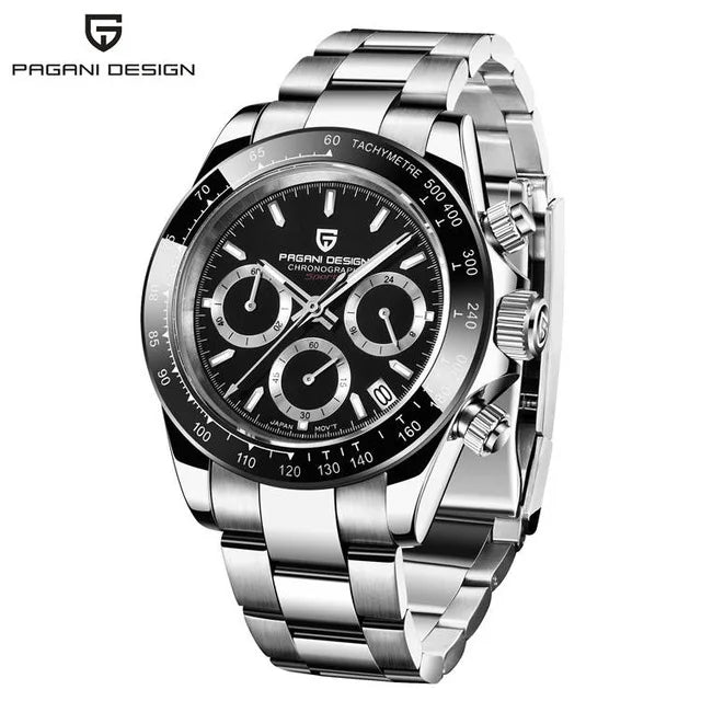 40mm PAGANI DESIGN V2 Men’s Quartz Watch – Sapphire Retro Chronograph Stainless Steel Waterproof