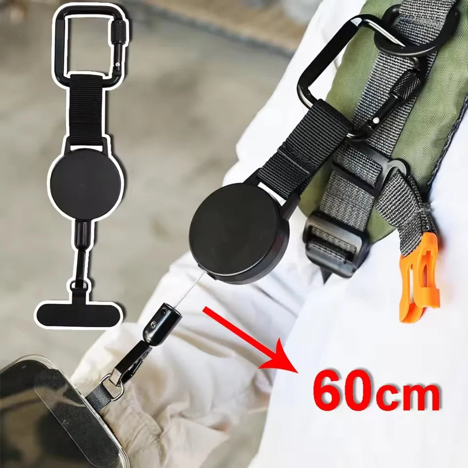 Retractable Anti-Theft Phone Lanyard Strap – Anti-Drop Safety Holder with Carabiner for Hiking, Cycling & Climbing Protection