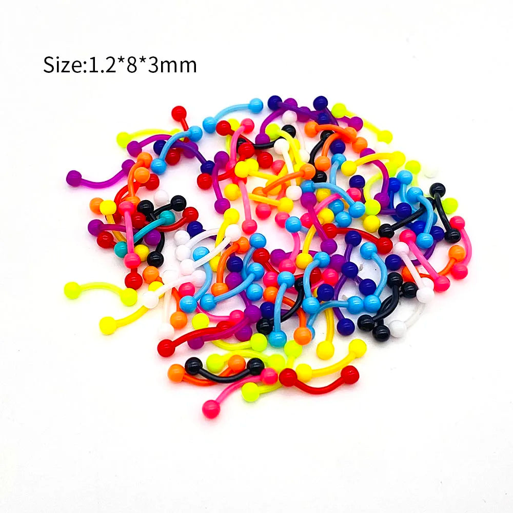 10/60PCS Clear Acrylic Body Jewelry – Transparent Lip, Ear, Nose, Tongue, Eyebrow & Belly Rings