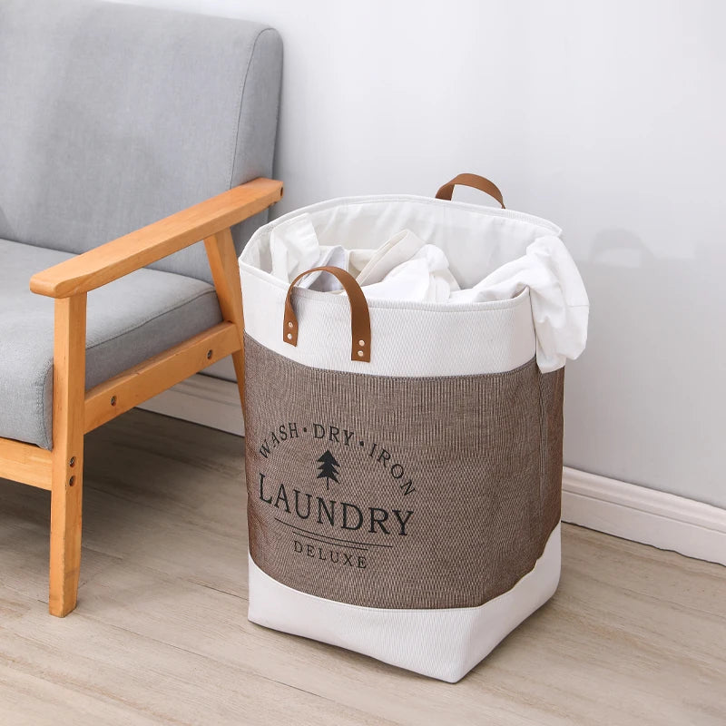Large Capacity Fabric Laundry Basket — Foldable Dirty Clothes Storage Bin, Portable Household Storage Box