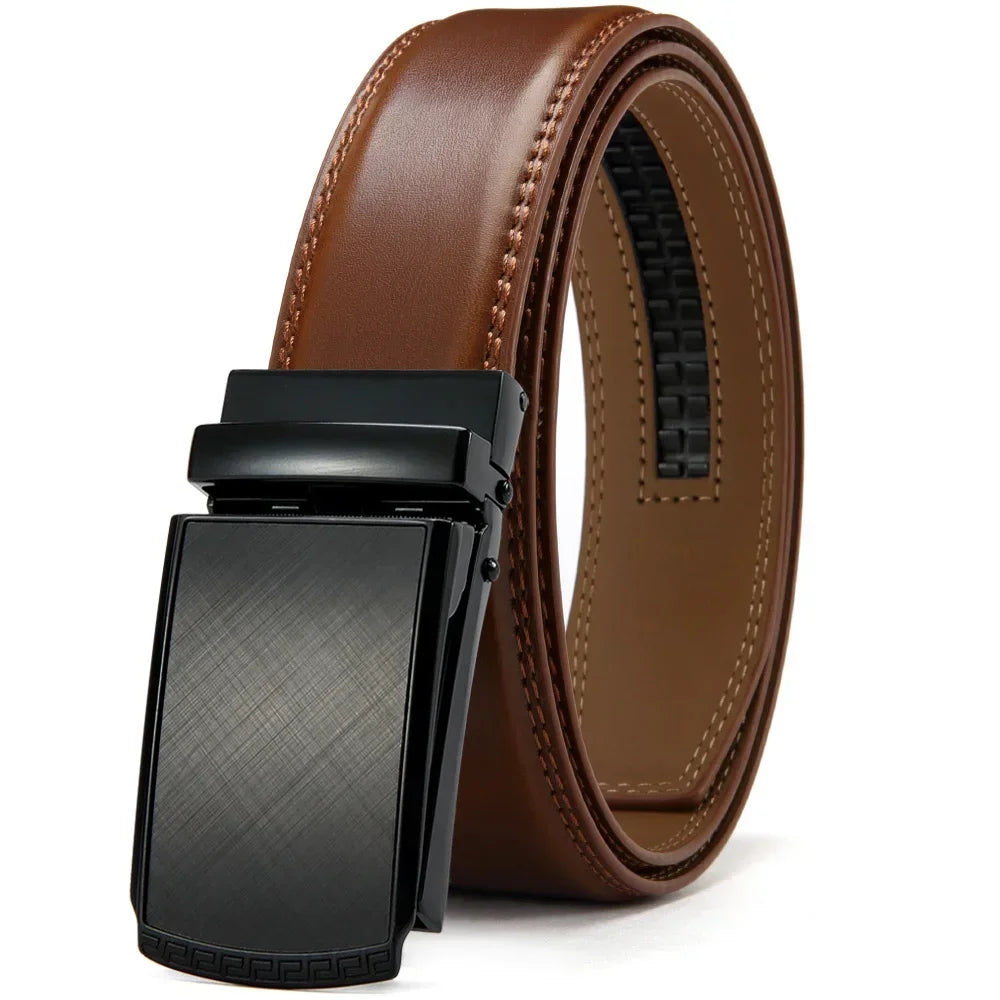 Men’s Luxury Genuine Leather Belt – High-Quality Cowhide with Metal Automatic Alloy Buckle