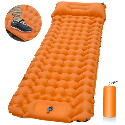 Outdoor Inflatable Sleeping Pad – Ultralight Camping Mattress with Pillows for Hiking & Trekking