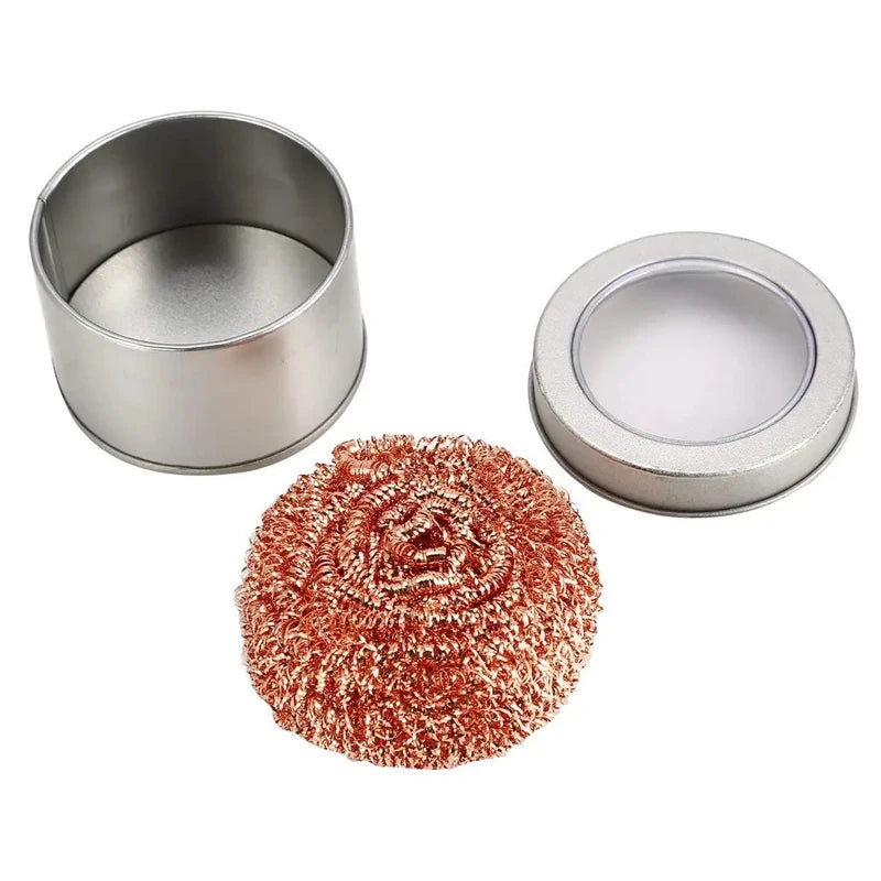 Soldering Iron Cleaning Ball - Copper Wire Tip Cleaner with Mesh Filter & Metal Dross Removal Box