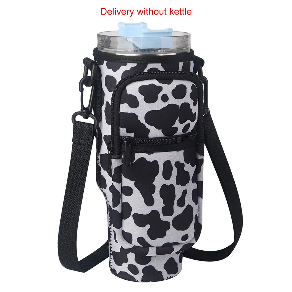 Portable Water Bottle Carrier Bag – Neoprene Holder with Phone Pocket for Stanley 40oz Tumbler with Handle