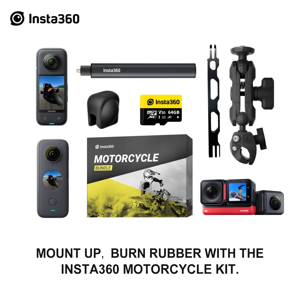 Insta360 X3 Pocket-Size Sports Action Camera – 1/2'' Sensor, Panorama Cam, Motorcycle Kit & Accessories for X3/ONE X2/ONE RS Twin