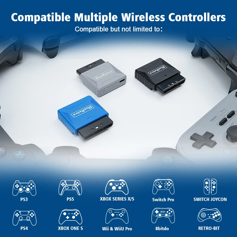 RetroScaler Mini BlueRetro Receiver Adapter – Wireless Controller Adapter for PS1, PS2, PS4, PS5, Xbox Series X, 8BitDo