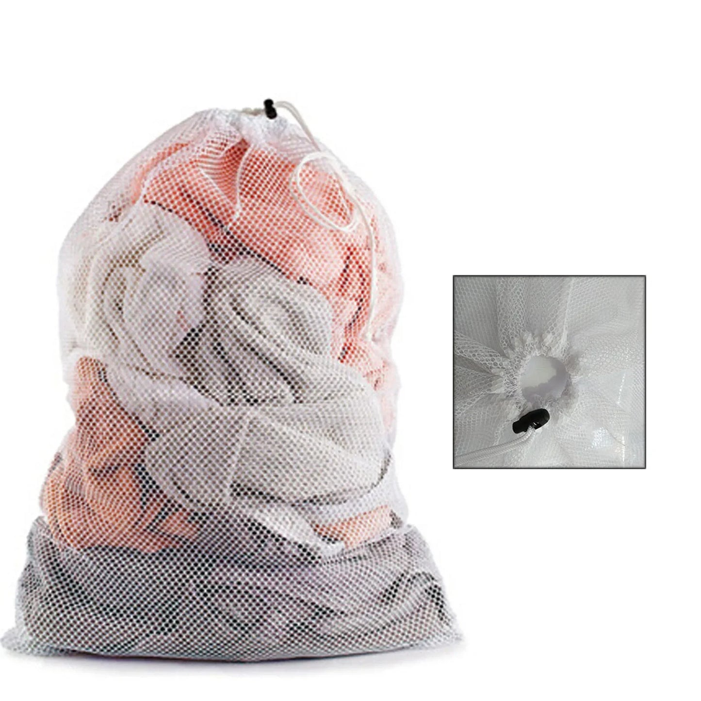 Large Nylon Mesh Laundry Bag — Durable Drawstring Clothes Washing Bag, Anti-Snag & Deformation