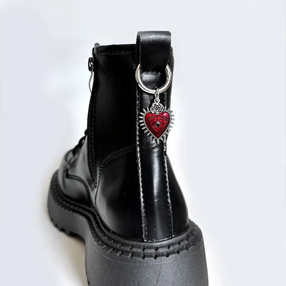 2PCS Enamel Rose Flowers & Hearts Martin Boots Shoes Buckles - Gothic Turkish Evil Eye Shoes Accessories, Lucky Jewelry