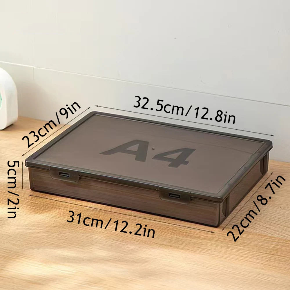 Plastic Document Organizer – Clear Square Desktop Storage Box for Papers and Files