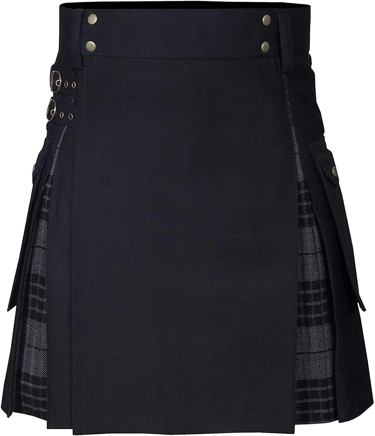 Men's Utility Kilt – 100% Cotton Jeans Hybrid with Modern Box Pleated Tartan, Traditional Design