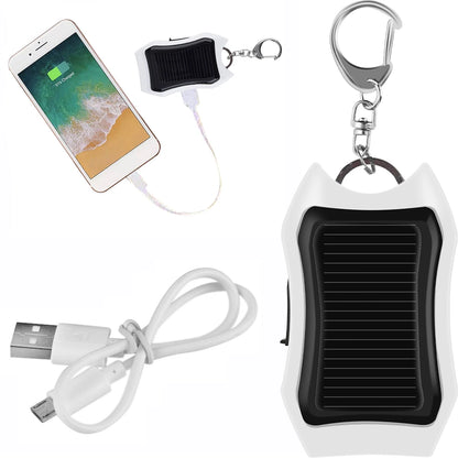 Mini Solar Charger Keychain - 1200mAh Portable Battery Pack for Fast Charging Phones, Tablets, and Players - Handy Cellphone Backup Power Bank