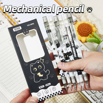 6-Piece Cute Cat Mechanical Pencil Set - 0.5mm Writing and Drawing Pencils for School, Office and Everyday Use