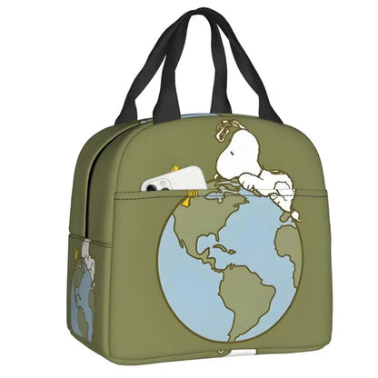 Custom Cute Snoopy Cartoon Insulated Lunch Tote Bag – Portable Thermal Cooler for Women, Work, School & Travel