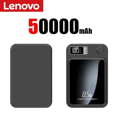 Lenovo 500000mAh Magnetic Power Bank - 22.5W Fast Charging Portable Battery Pack for iPhone & Samsung