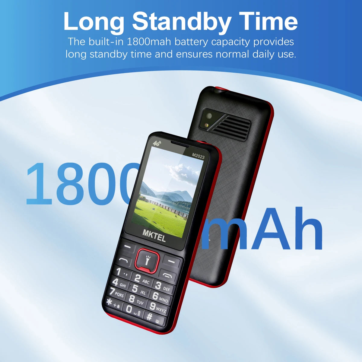 MKTEL M2023 4G Feature Phone – 2.4" Screen, Dual SIM, 1800mAh Battery, MP3/MP4/FM Radio, Puguang Lamp
