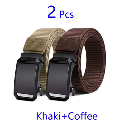 Newest Automatic Buckle Canvas Belt – Tactical Waist Belt for Men, Durable Casual Outdoor, Hunting, Golf & Adventure Training Pants
