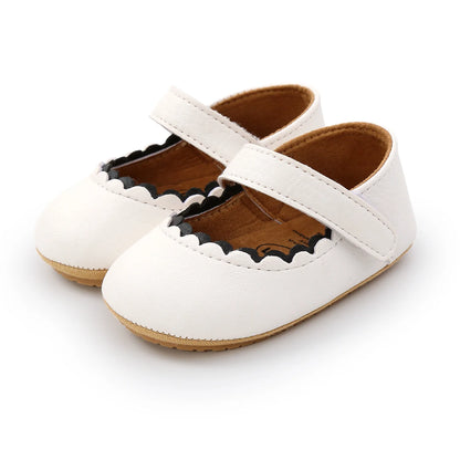 Meckior Baby Boys & Girls Shoes - Infant Leather with Rubber Sole, Anti-Slip Toddler First Walkers, Newborn Princess Crib Shoes