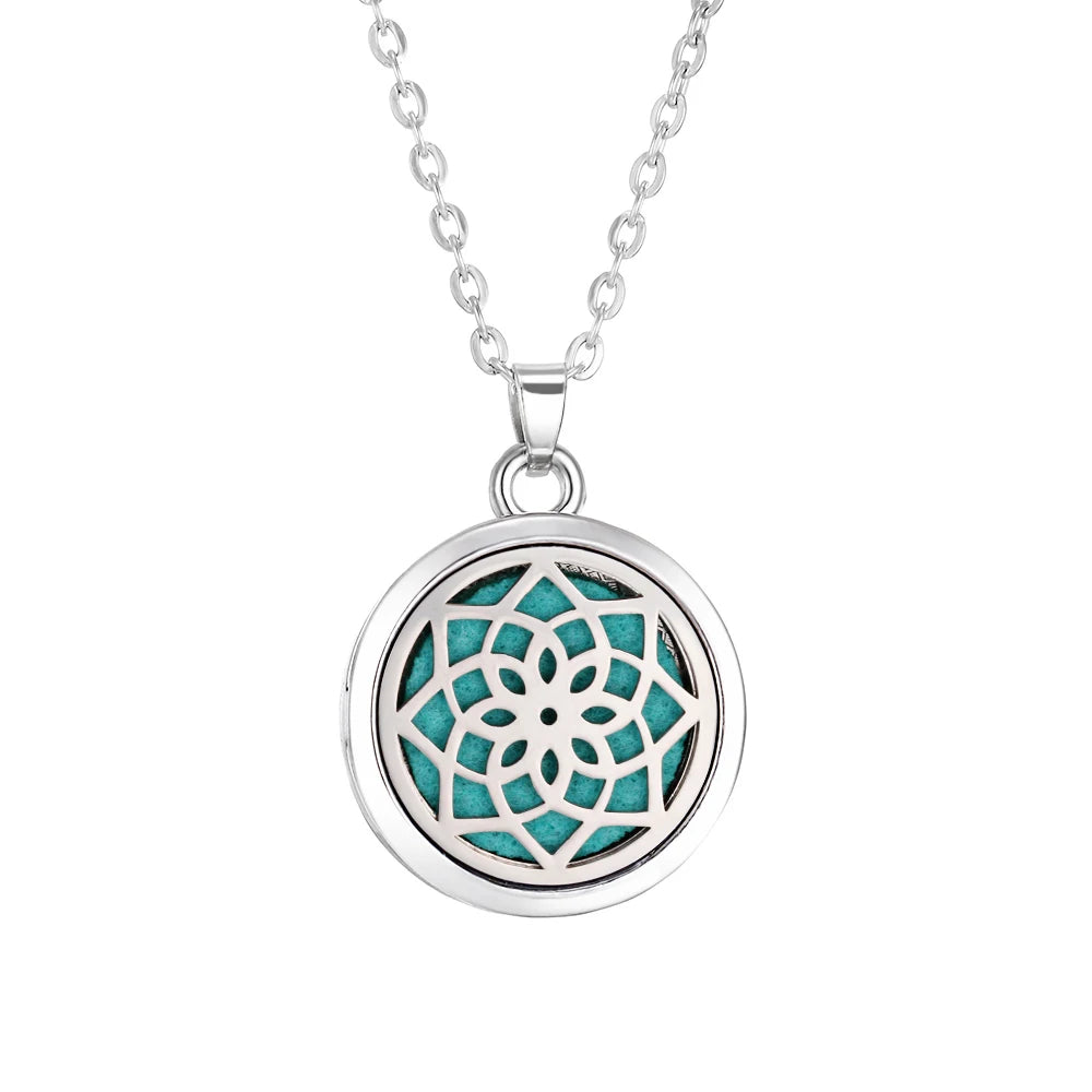 Tree of Life Aromatherapy Necklace – Stainless Steel Essential Oil Diffuser Locket Pendant