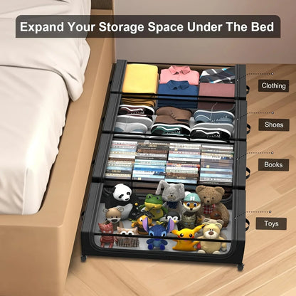 Underbed Storage Lockers with Wheels — Pull-Out Containers for Shoes & Clothes, Space-Saving for Dorms & Bedrooms