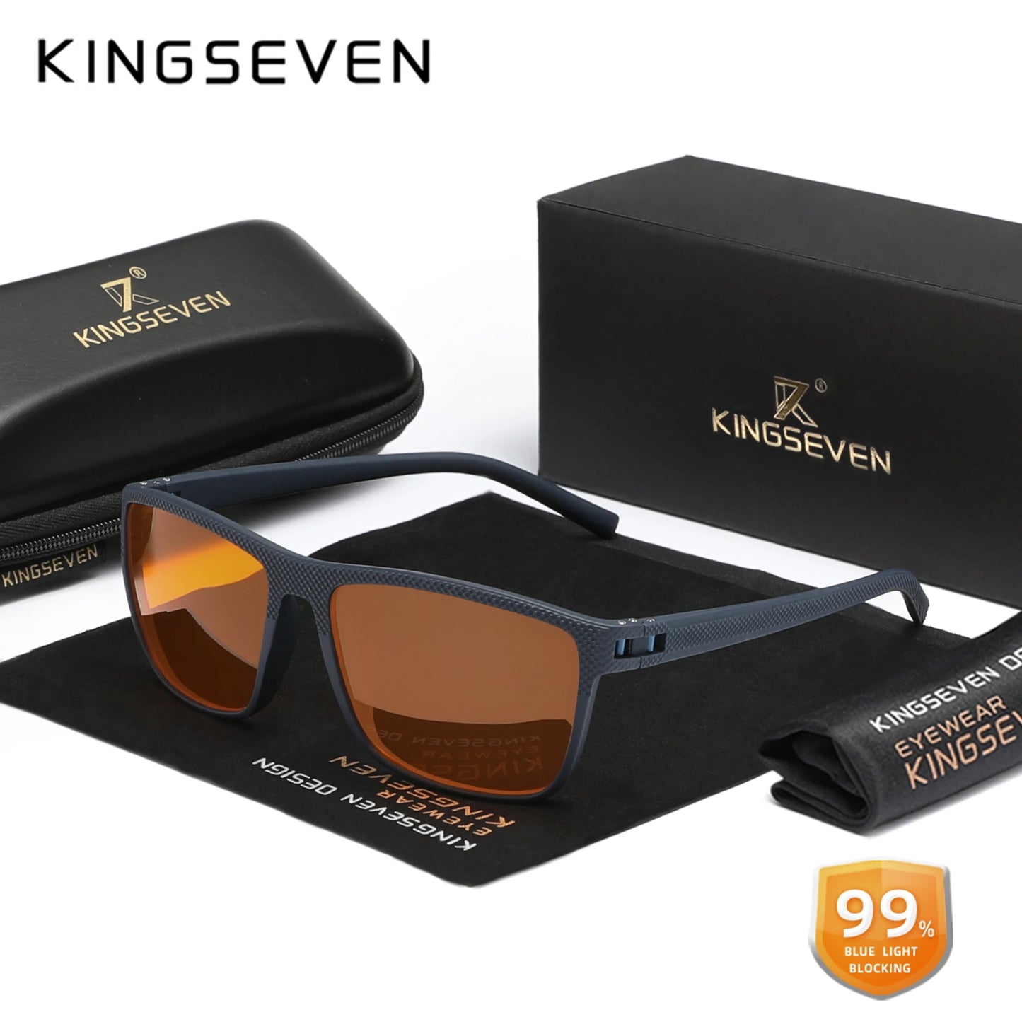 99% Blue Light Blocking Glasses — KINGSEVEN Transparent Lens Computer Eyeglasses