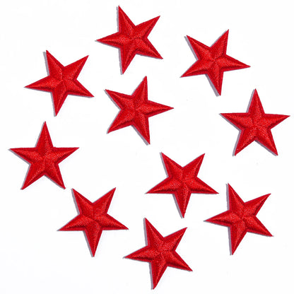 10pcs Mini Star Iron-On Embroidery Patches – Small Pentagram Appliques for DIY Clothing, Black White Gold Fashion Decoration